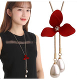 Women Pendant Necklaces Drop Long Paragraph Sweater Chain  Decorative Crystal Necklace Pendant