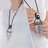 Women Pendant Necklaces Drop Long Paragraph Sweater Chain  Decorative Crystal Necklace Pendant