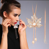 Women Pendant Necklaces Drop Long Paragraph Sweater Chain  Decorative Crystal Necklace Pendant