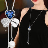 Women Pendant Necklaces Drop Long Paragraph Sweater Chain  Decorative Crystal Necklace Pendant