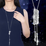 Women Pendant Necklaces Drop Long Paragraph Sweater Chain  Decorative Crystal Necklace Pendant