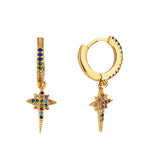 FLOLA Rainbow Gothic Cross Earrings Gold