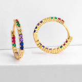 FLOLA Rainbow Gothic Cross Earrings Gold