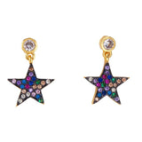 FLOLA Rainbow Gothic Cross Earrings Gold