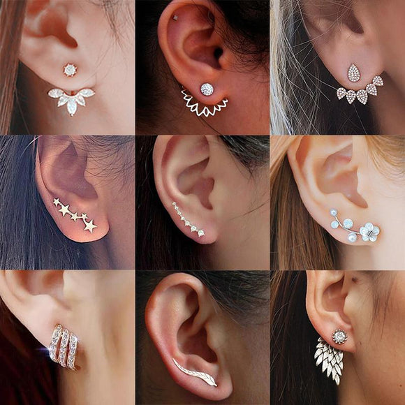 Hot Crystal Flower Stud Earrings for Women