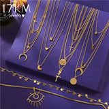 17KM Fashion Multilayer Gold Eyes Necklace