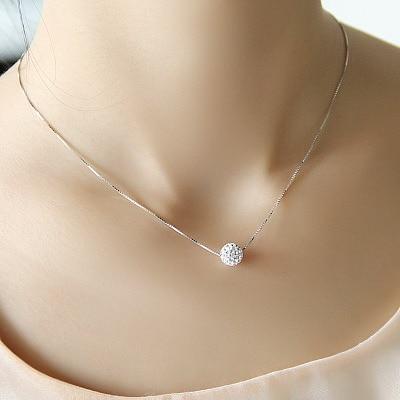 S925 pure silver necklace female short