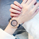 Bracelet set Starry Sky Ladies Bracelet Watch Casual Leather Quartz Wristwatch