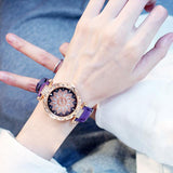 Bracelet set Starry Sky Ladies Bracelet Watch Casual Leather Quartz Wristwatch